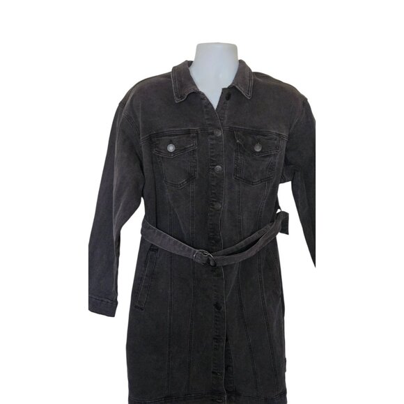 Eloquii long black belted trench coat size 18 - Picture 3 of 6